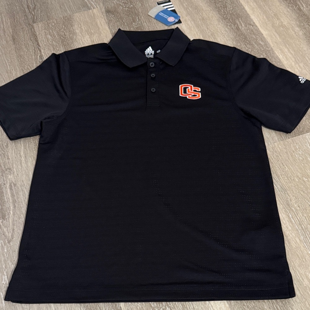 🆕 Adidas Men’s Climalite Black Polo with Oregon State University logo, Size S